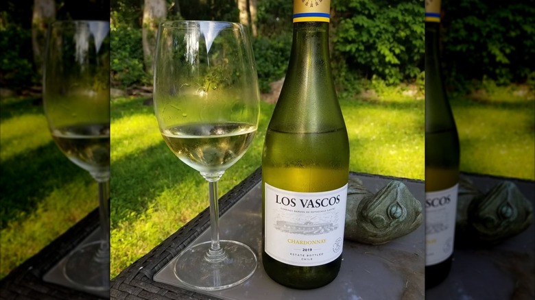 bottle and glass of white wine