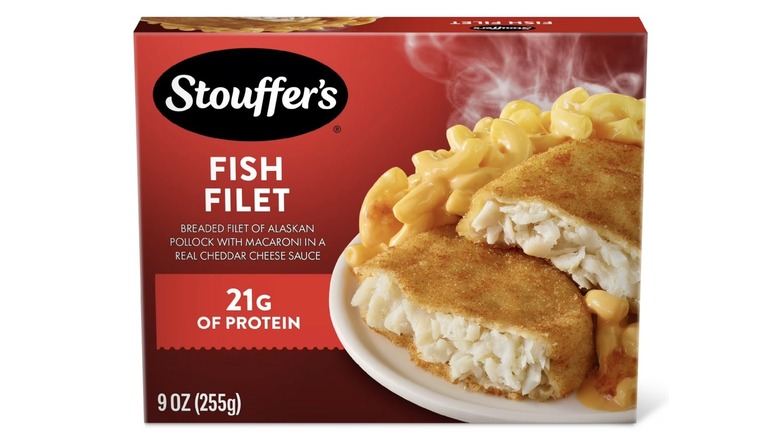 Box of Stouffer's Fish Filet featuring steaming image of the meal
