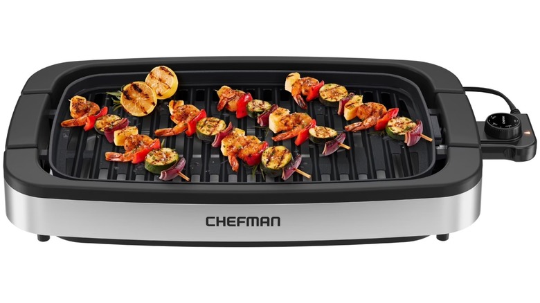 Chefman 6-serving electric indoor grill with kebabs grilling