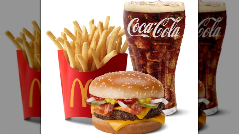 Bacon Quarter Pounder with Cheese meal on white background