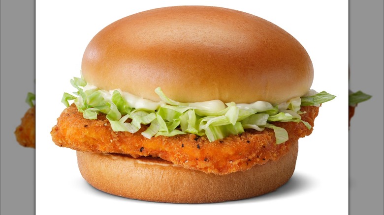 The menu photo of the Hot 'n Spicy McChicken sandwich from McDonald's
