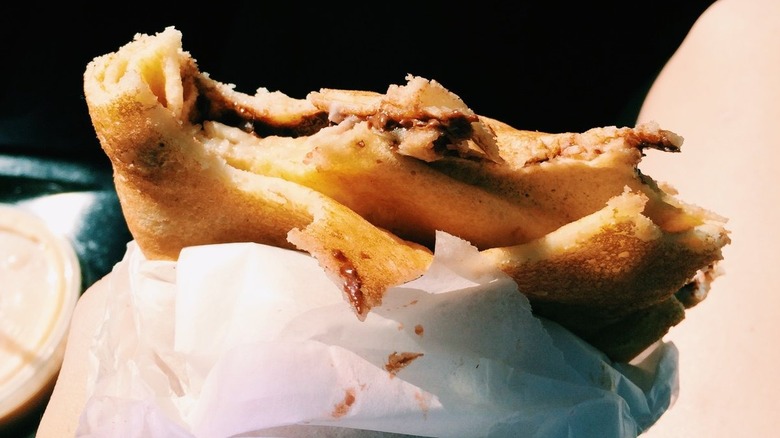 Nutella crepe with white paper