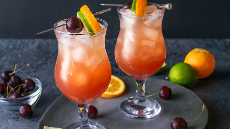 Two Hurricane cocktails