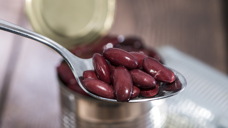 spoon of canned kidney beans