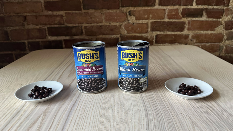 Bush's black beans on two small white plates