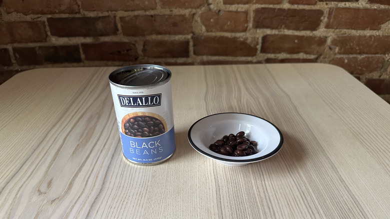 DeLallo black beans in small white bowl