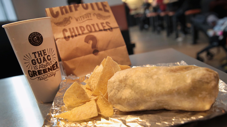 Food is served at a Chipotle restaurant