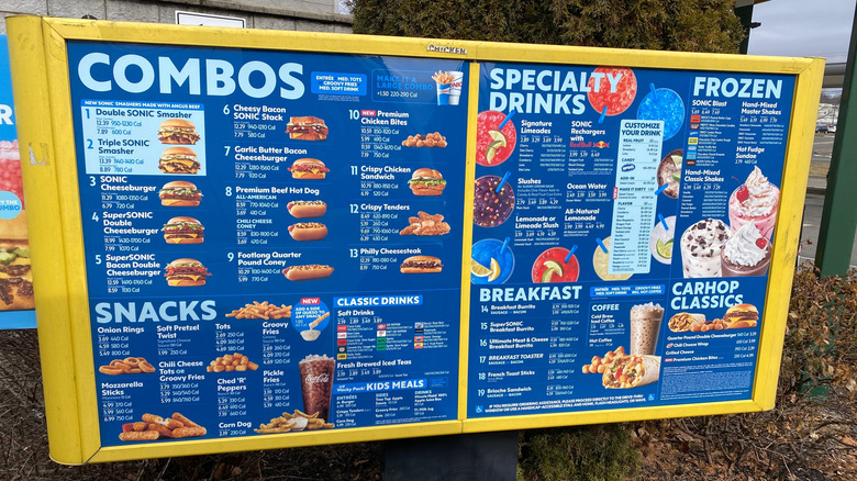 Sonic drive-thru menu