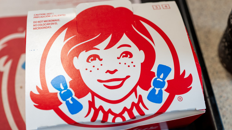 Close-up of fast food packaging with Wendy's logo