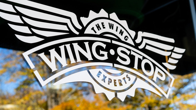Wingstop logo on glass window