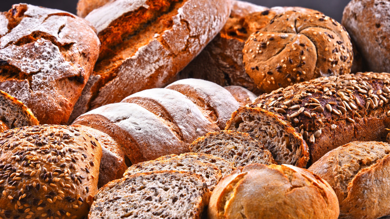 Various hearty bakery breads