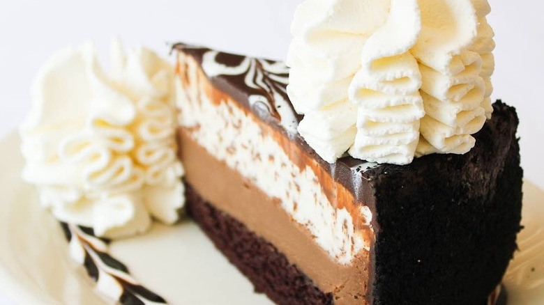 The layered Chocolate Tuxedo Cream Cheesecake from Cheesecake Factory