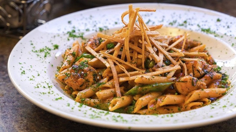 Cheesecake Factory's Spicy Chicken Chipotle Pasta in a white bowl