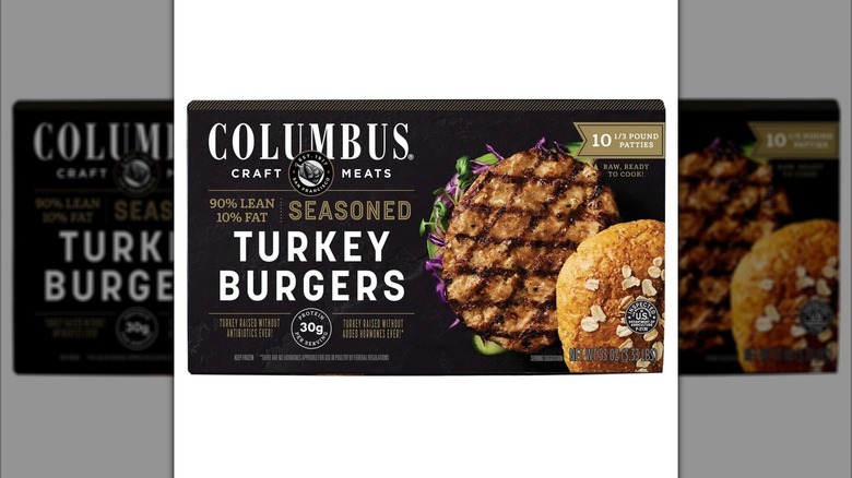 Black box of Columbus Seasoned Turkey Burgers