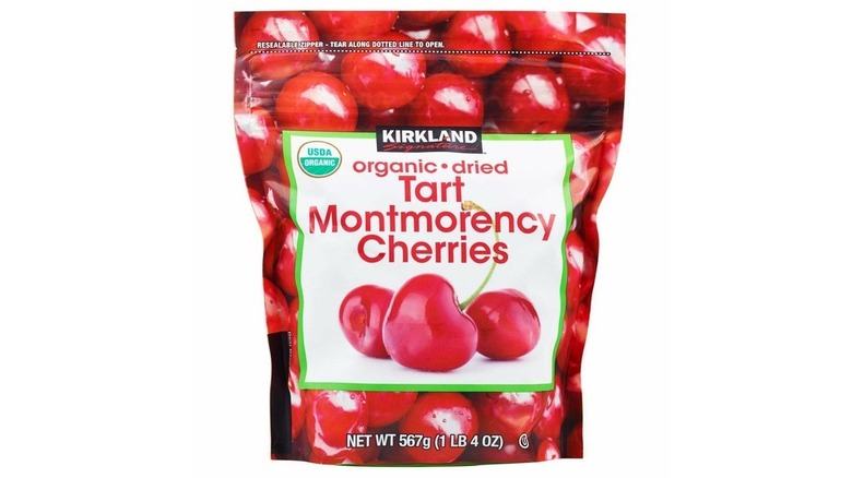 Bag of dried cherries with images of fresh cherries on exterior