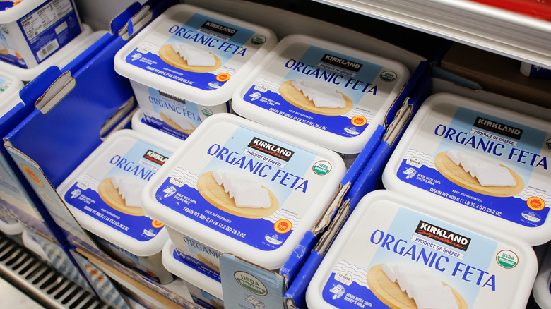Plastic tubs of organic feta in Costco