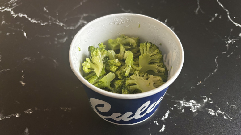 Cup of steamed broccoli