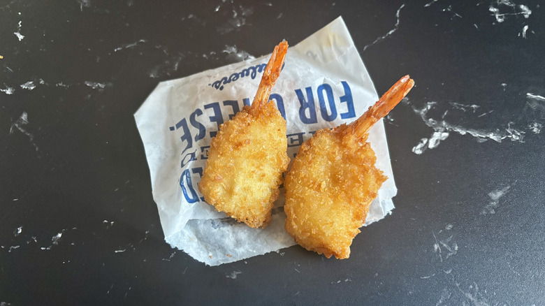 Butterfly shrimp on wrapper