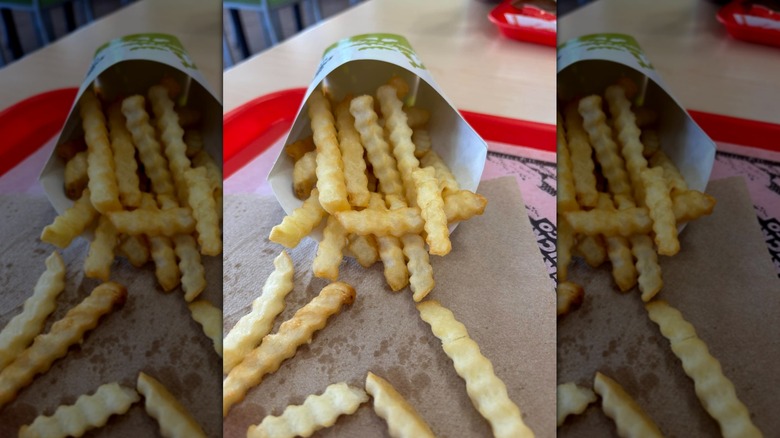 Del Taco crinkle fries on napkin