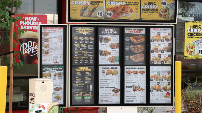 Del Taco menu at a drive thru