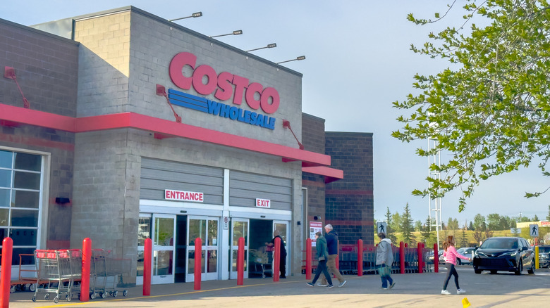 Outside Costco in Calgary, Alberta, Canada, with people outside wearing coats