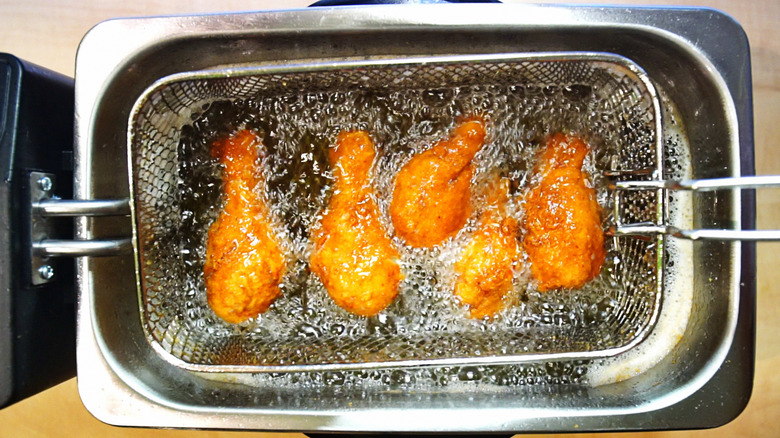 chicken in deep fryer