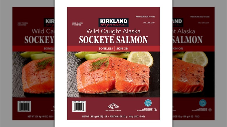 Red box of Kirkland Signature Wild Alaska Sockeye Salmon