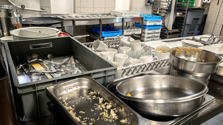 Dirty restaurant kitchen