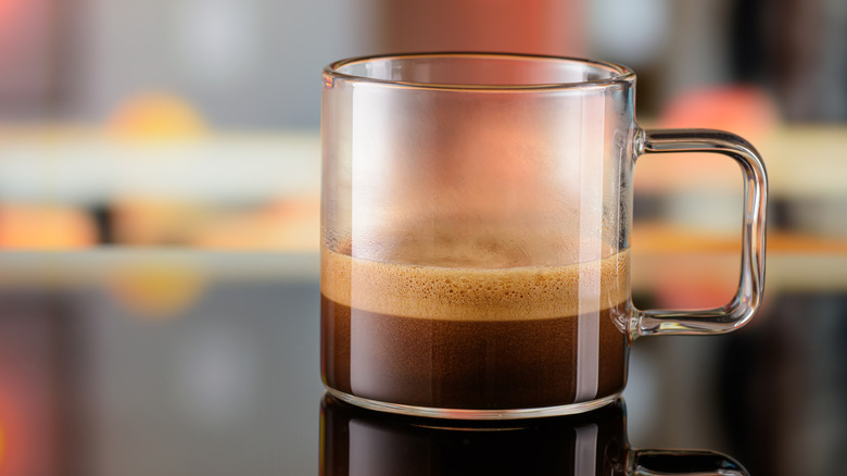 Ristretto in a clear mug on a countertop