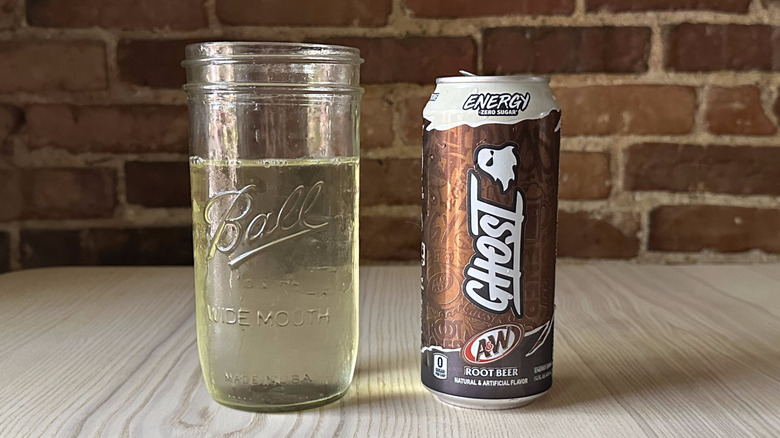 A&W Root Beer Ghost energy in mason jar