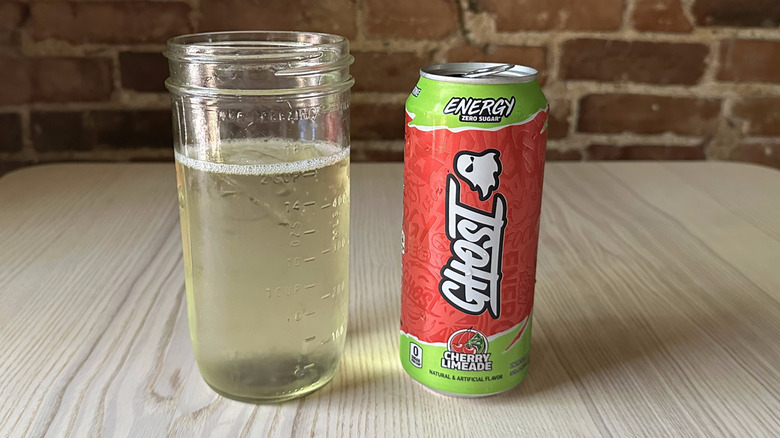 Cherry Limeade Ghost energy in mason jar