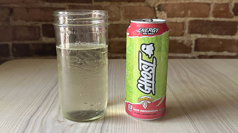 Warheads Sour Watermelon Ghost energy in mason jar