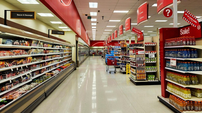 Interior of a Target store with food aisles