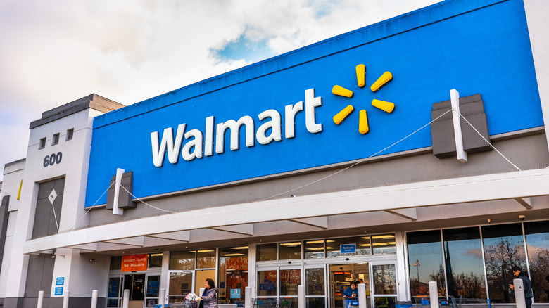 Blue exterior of a Walmart