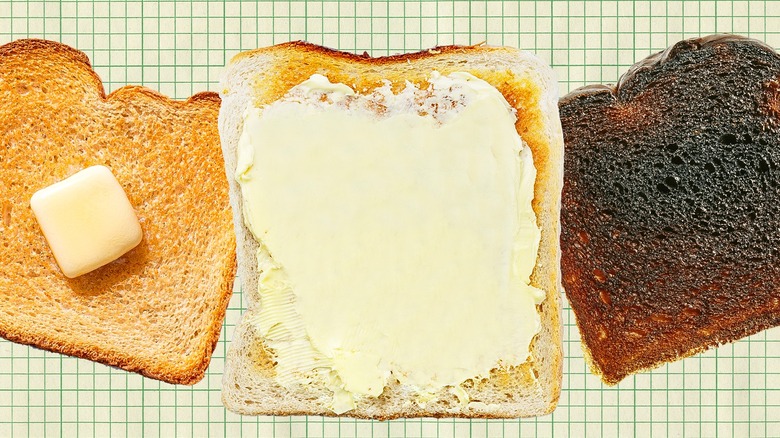 Pieces of toast with butter