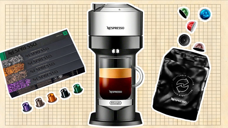 Nespresso machine and colorful capsules