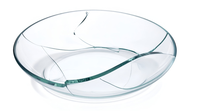 Broken glass dish