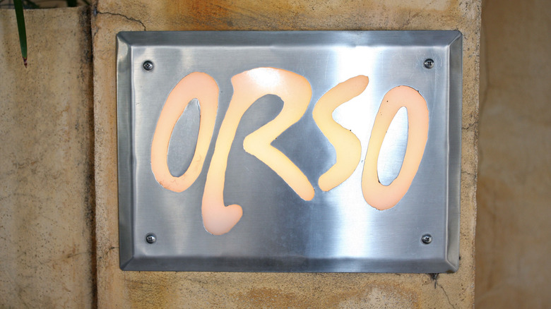 View of Orso restaurant signage