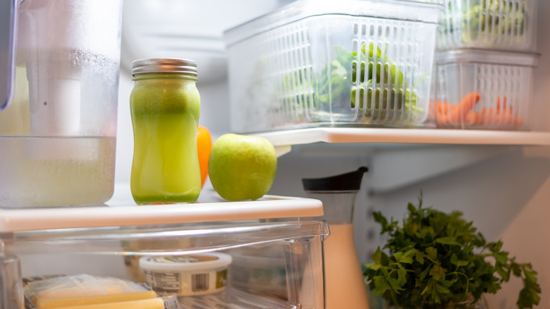 The well-organized interior of a clean refrigerator
