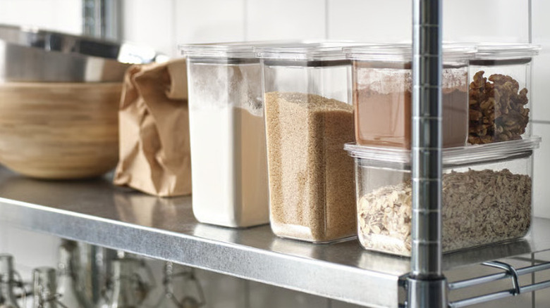 Clear storage containers with airtight lids from Ikea