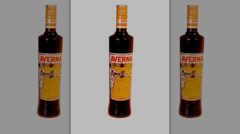 A bottle of Averna against white background.