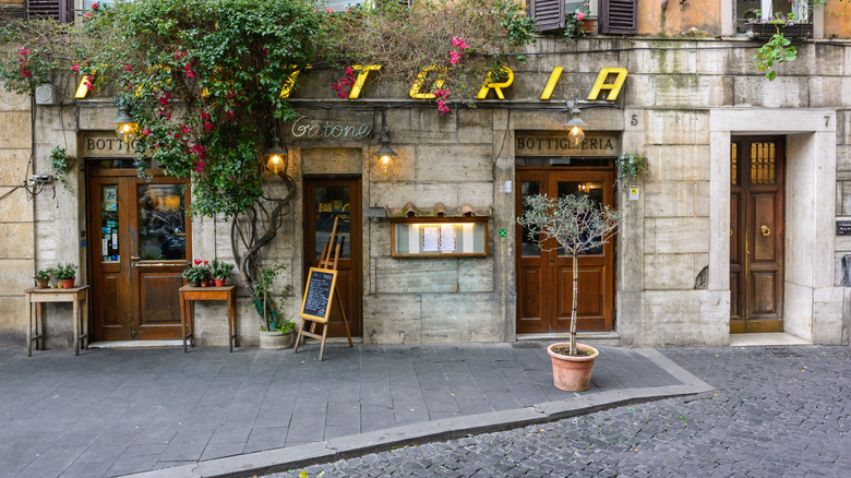 Exterior of a typical trattoria in Italy