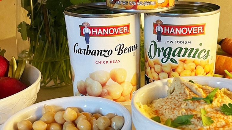 Low sodium and regular garbanzo beans from Hanover Foods