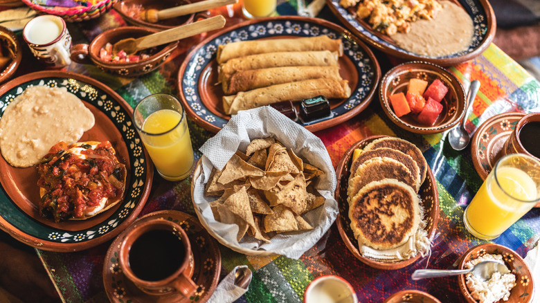 Mexican food spread