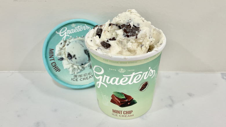 Graeter's mint chip ice cream in a pint.