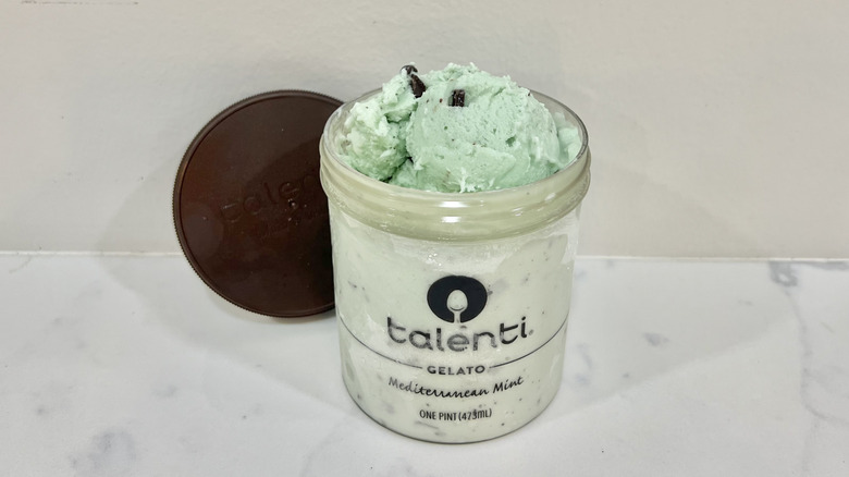 Talenti Mediterranean mint gelato in a pint.