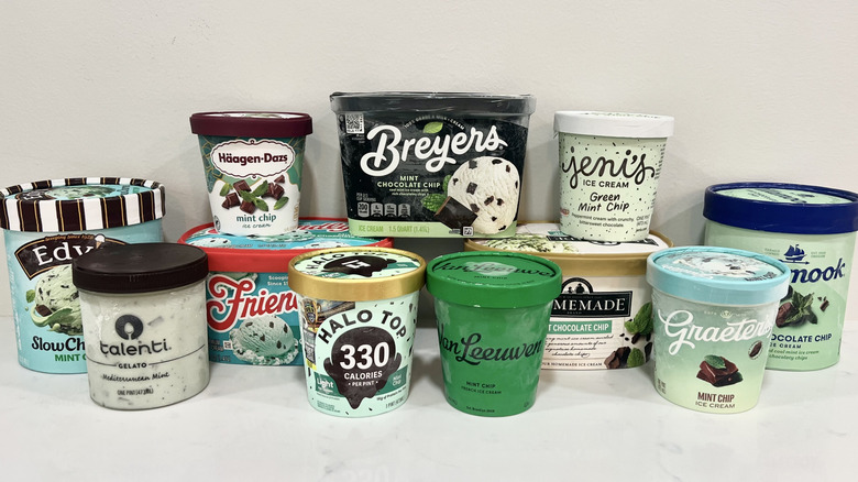 11 different brands of mint chocolate chip ice cream.