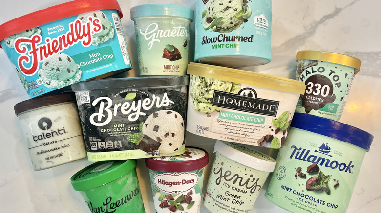 11 different brands of mint chocolate chip ice cream.