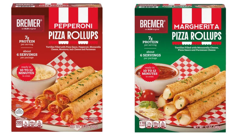 Boxes of Bremer Pizza Rollups in Pepperoni and Margherita