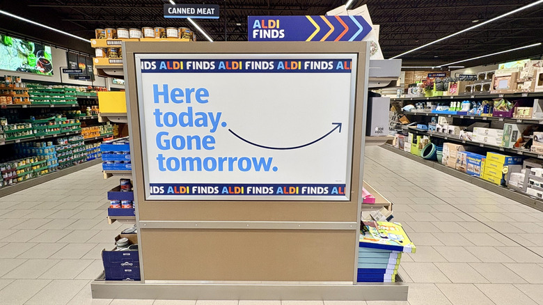 Aldi Finds sign inside a supermarket